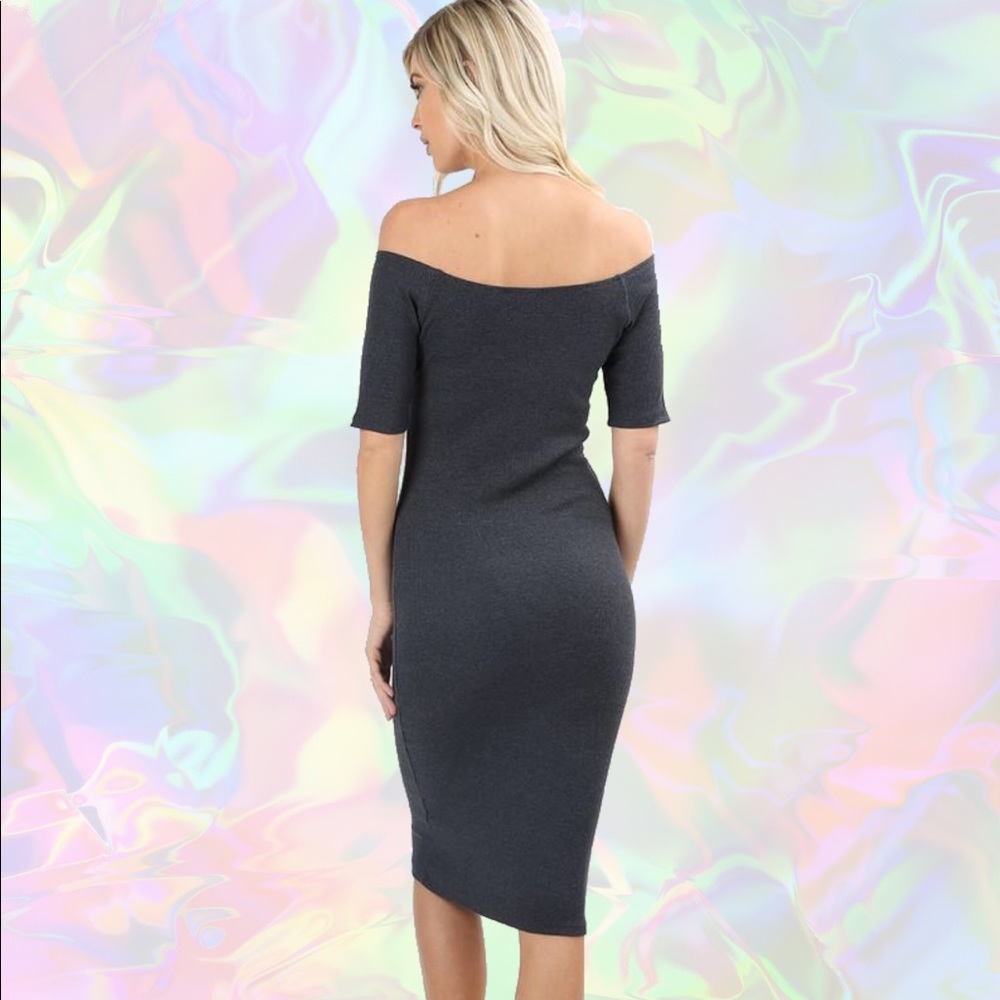 🎉HP🎉 Black Off The Shoulder Midi Dress - Picture 7 of 8